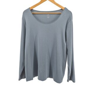 J. Jill Perfect Pima Cotton Long Sleeve Scoop Neck Top Womens‎ 2X Blue Capsule